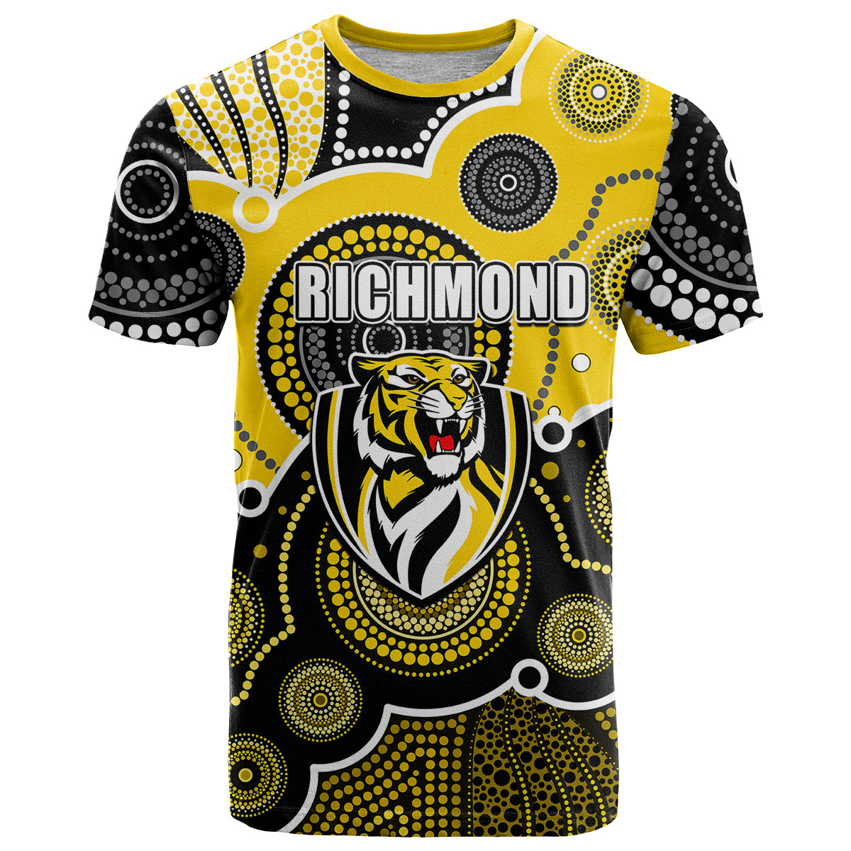 custom-personalised-and-number-yellow-afl-t-shirt-aboriginal-patterns