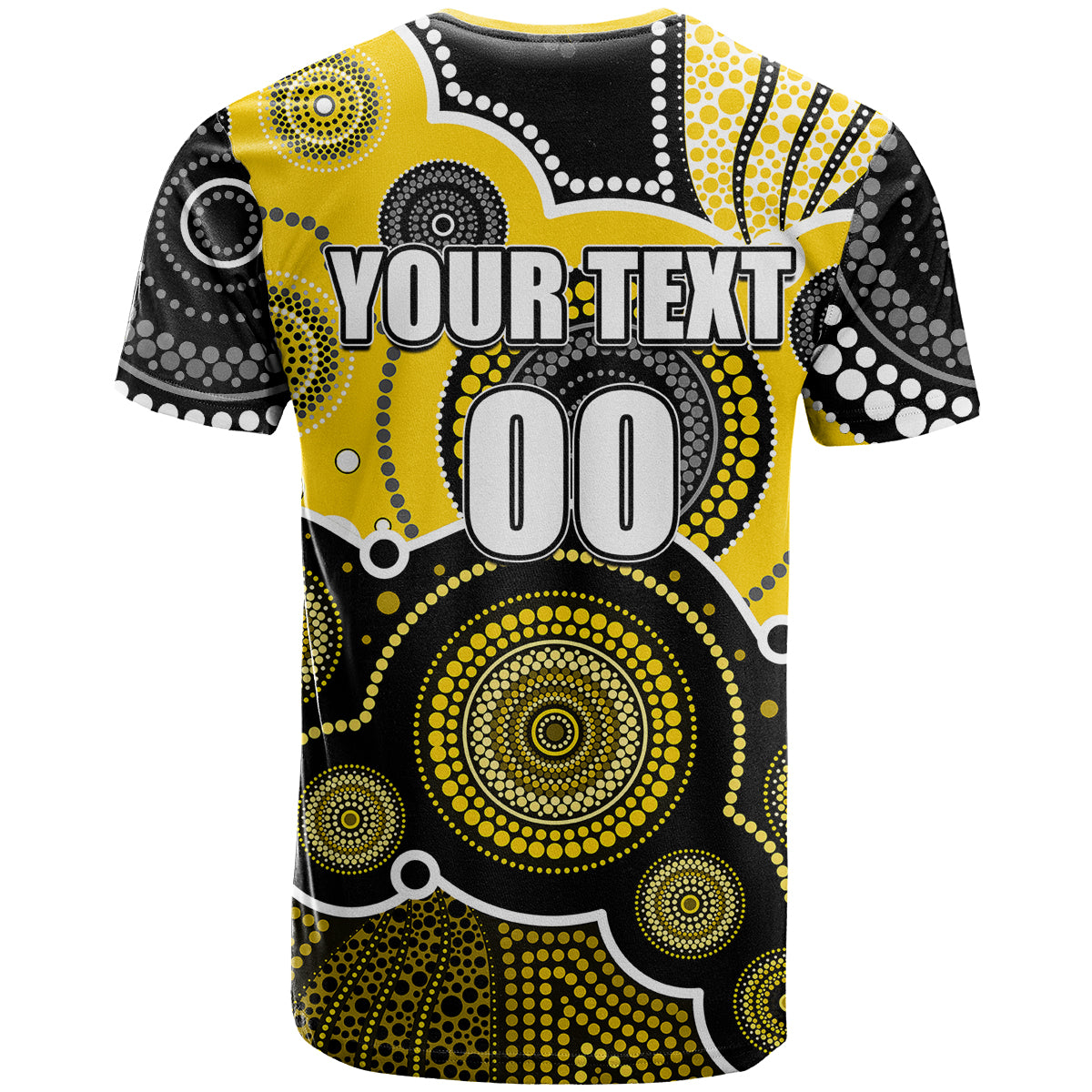 custom-personalised-and-number-yellow-afl-t-shirt-aboriginal-patterns