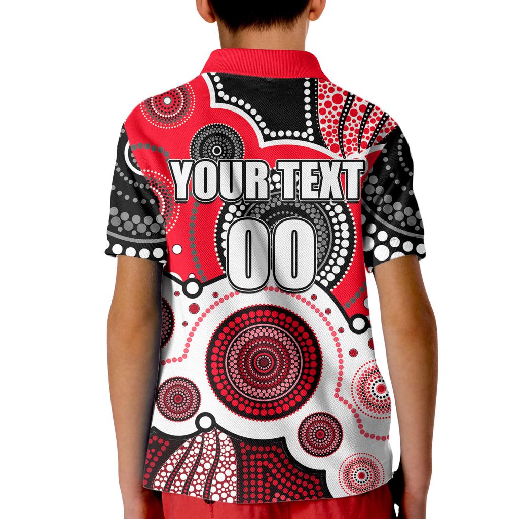 custom-personalised-and-number-saints-afl-kid-polo-shirt-aboriginal-patterns