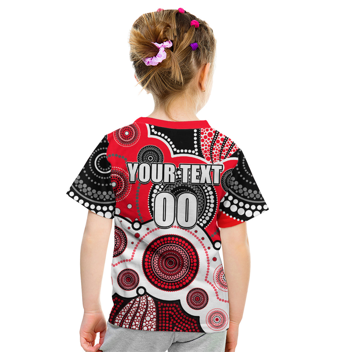 custom-personalised-and-number-saints-afl-kid-t-shirt-aboriginal-patterns