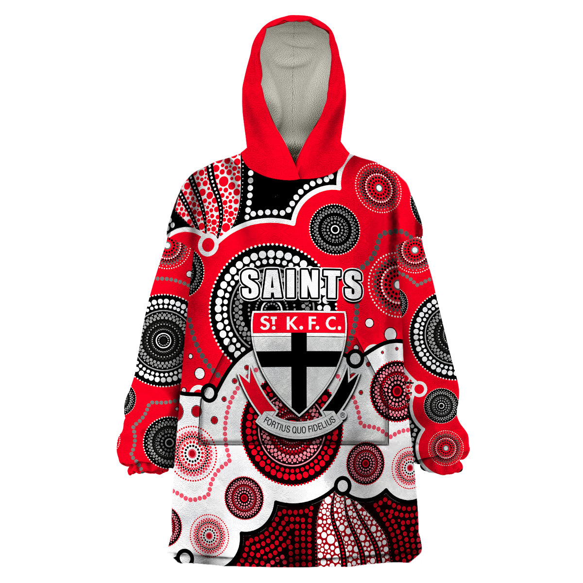 custom-personalised-and-number-saints-afl-wearable-blanket-hoodie-aboriginal-patterns