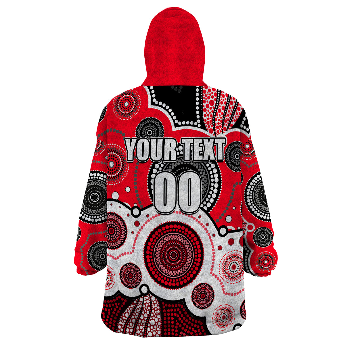 custom-personalised-and-number-saints-afl-wearable-blanket-hoodie-aboriginal-patterns