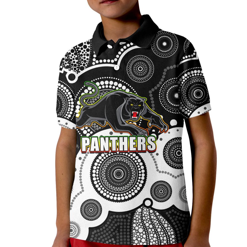 custom-personalised-and-number-panthers-nrl-kid-polo-shirt-aboriginal-patterns