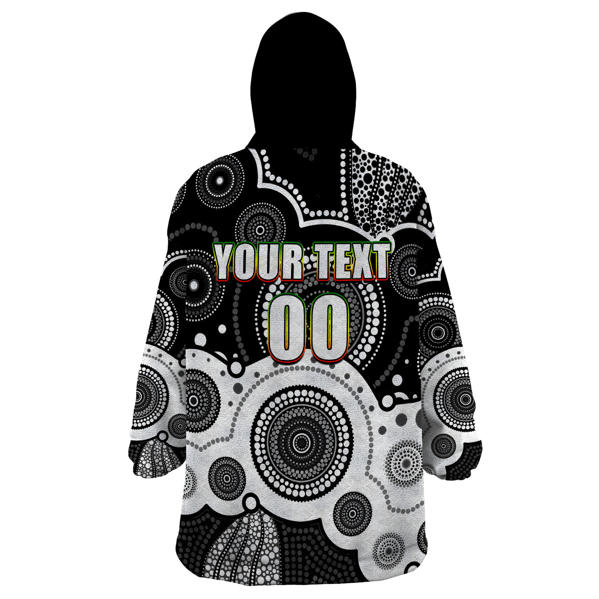 custom-personalised-and-number-panthers-nrl-wearable-blanket-hoodie-aboriginal-patterns