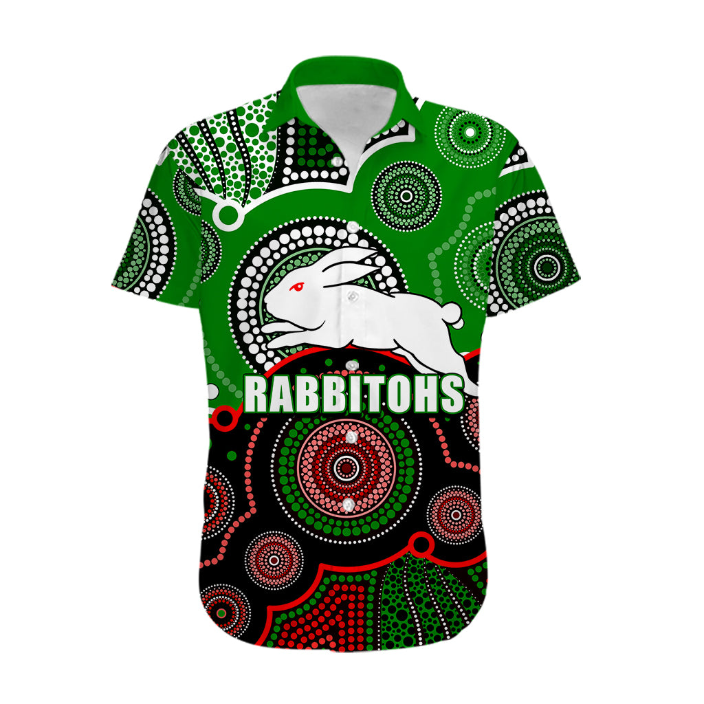 custom-personalised-and-number-rabbitohs-nrl-hawaiian-shirt-aboriginal-patterns