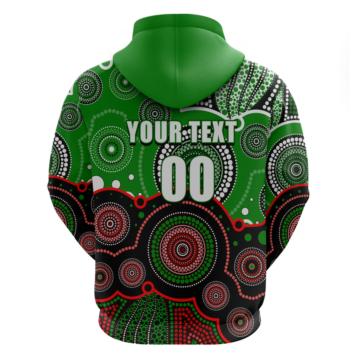 custom-personalised-and-number-rabbitohs-nrl-hoodie-aboriginal-patterns