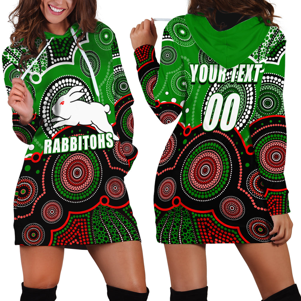 custom-personalised-and-number-rabbitohs-nrl-hoodie-dress-aboriginal-patterns