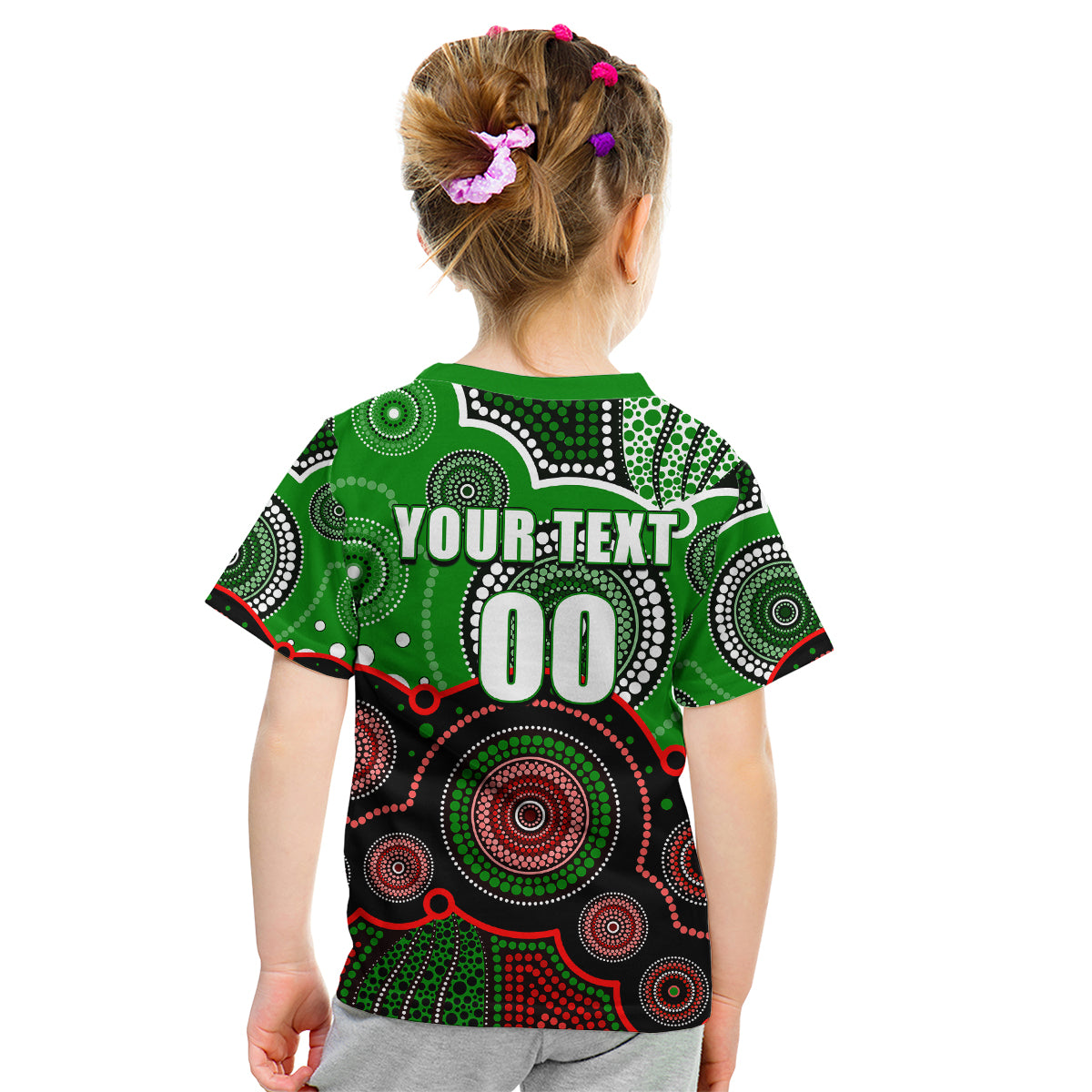 custom-personalised-and-number-rabbitohs-nrl-kid-t-shirt-aboriginal-patterns