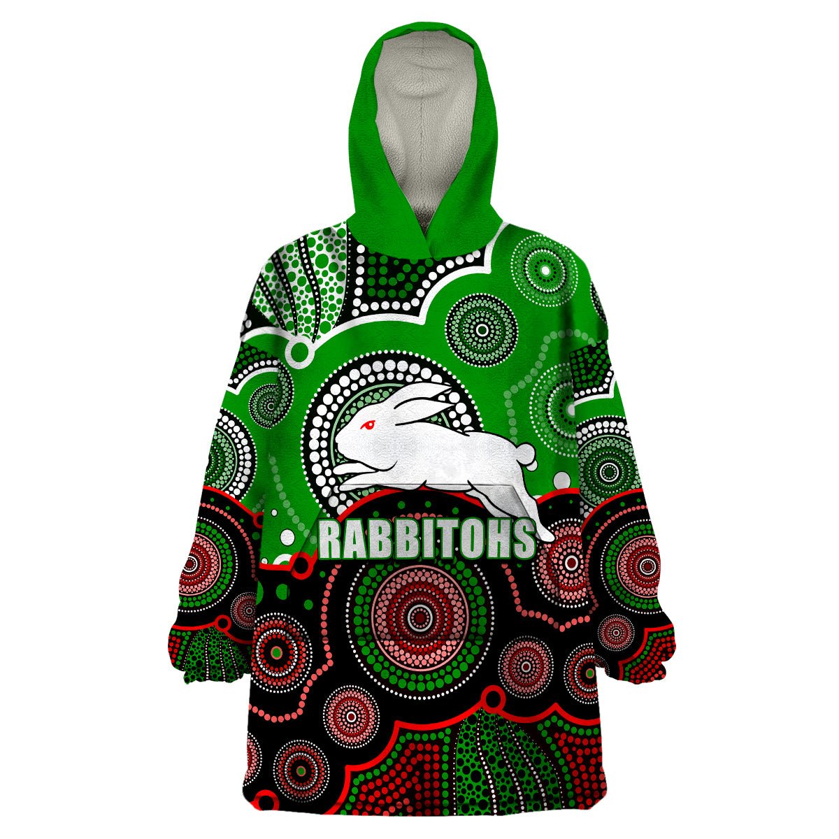 custom-personalised-and-number-rabbitohs-nrl-wearable-blanket-hoodie-aboriginal-patterns