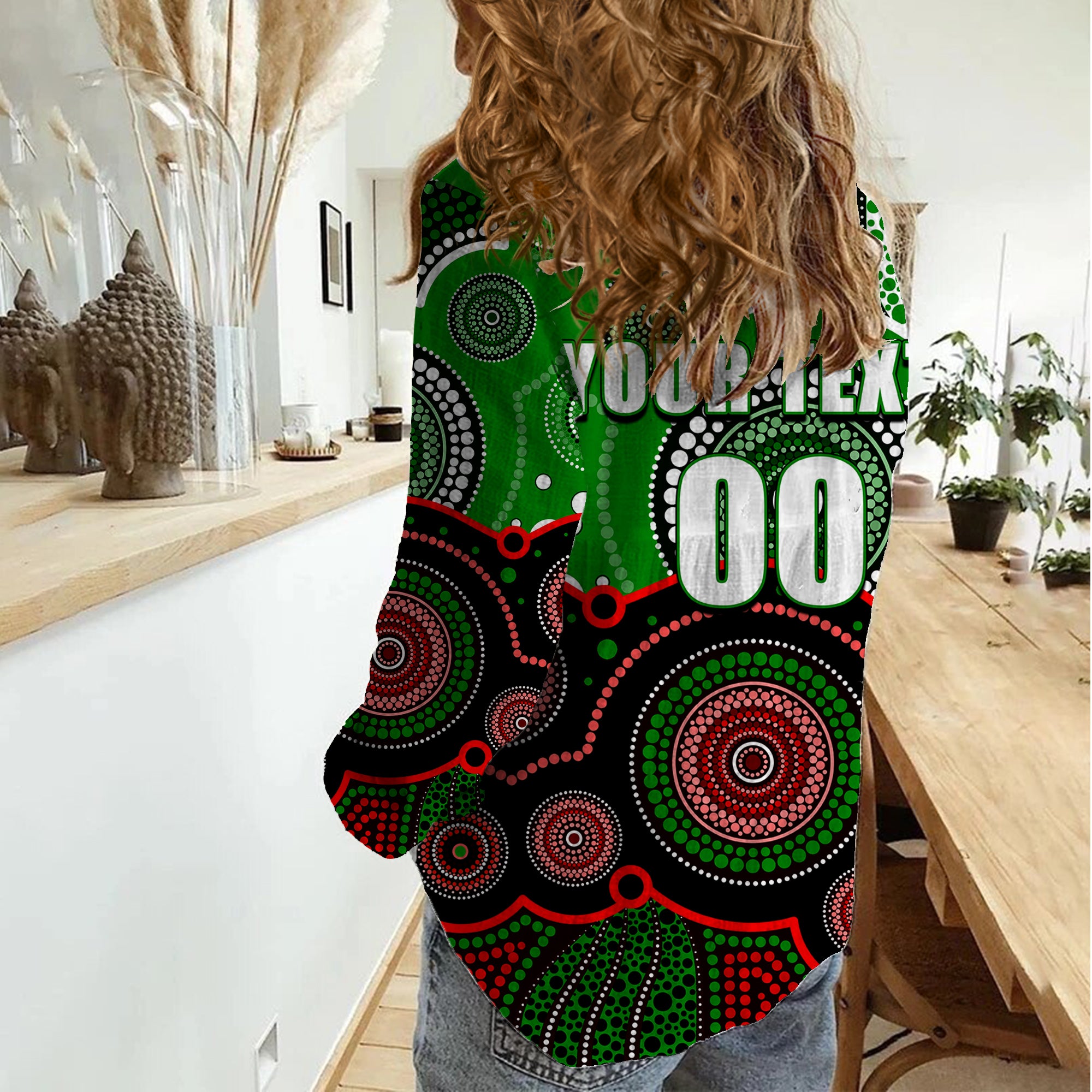 custom-personalised-and-number-rabbitohs-nrl-women-casual-shirt-aboriginal-patterns