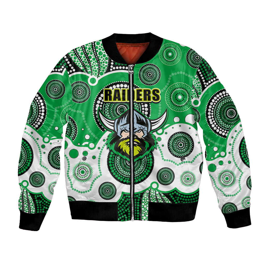 custom-personalised-and-number-raiders-nrl-bomber-jacket-aboriginal-patterns