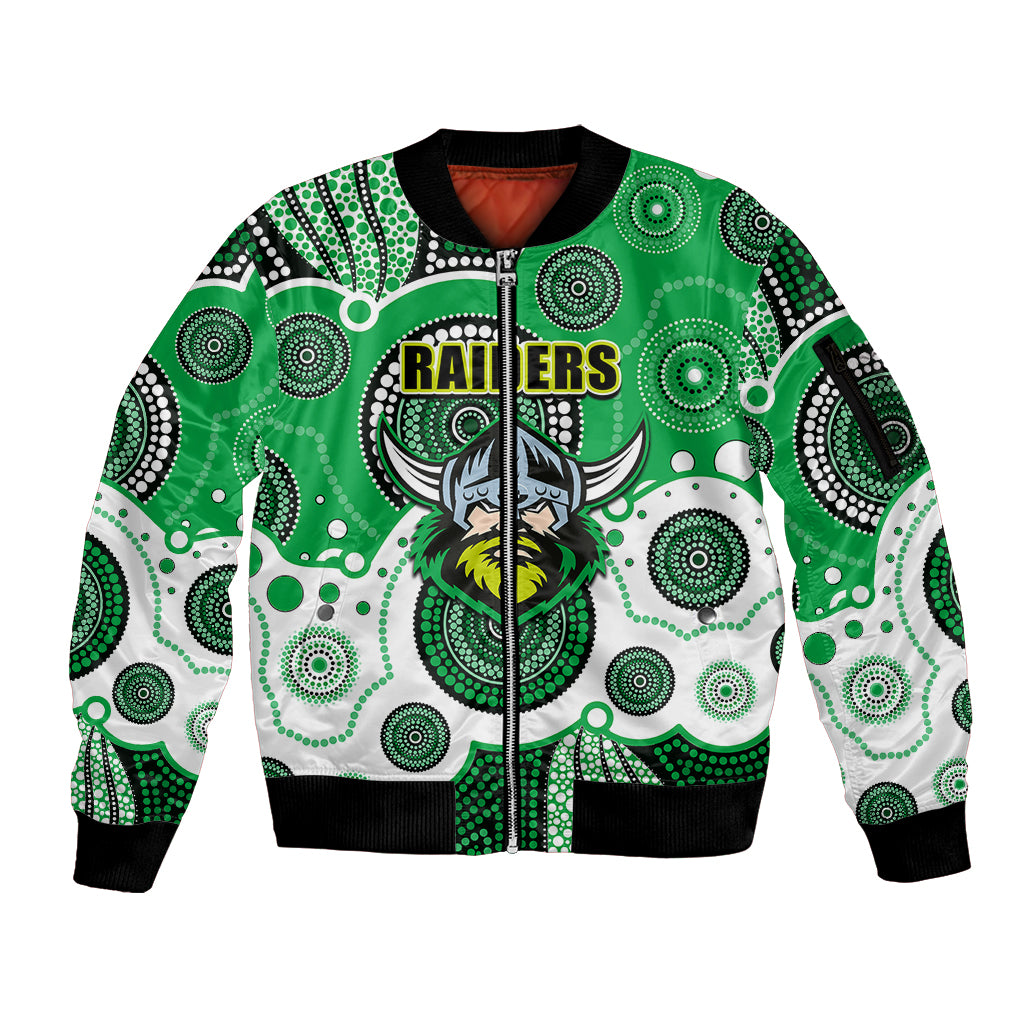 custom-personalised-and-number-raiders-nrl-sleeve-zip-bomber-jacket-aboriginal-patterns