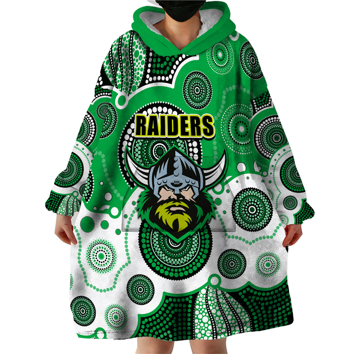 custom-personalised-and-number-raiders-nrl-wearable-blanket-hoodie-aboriginal-patterns