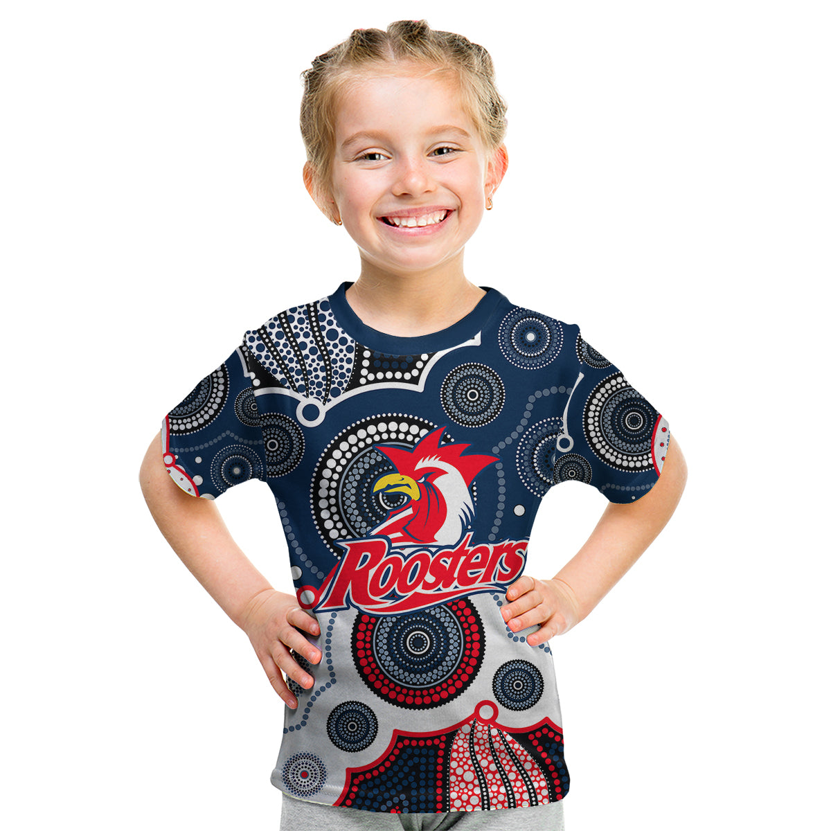 custom-personalised-and-number-roosters-nrl-kid-t-shirt-aboriginal-patterns