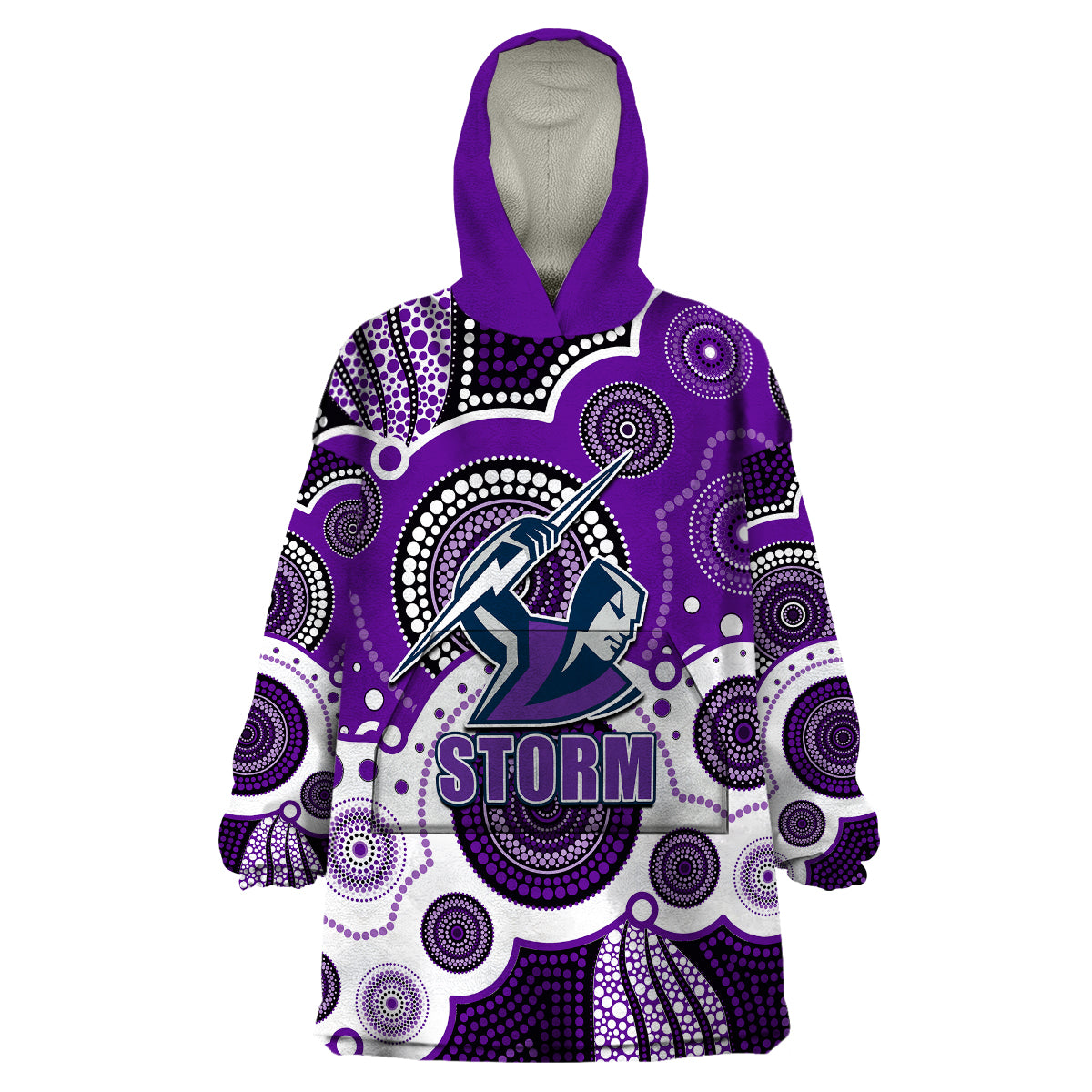 custom-personalised-and-number-storm-nrl-wearable-blanket-hoodie-aboriginal-patterns