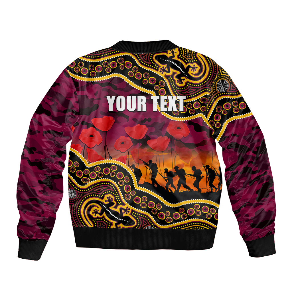 custom-personalised-anzac-day-nrl-broncos-bomber-jacket-aborigianl-lizard-patterns