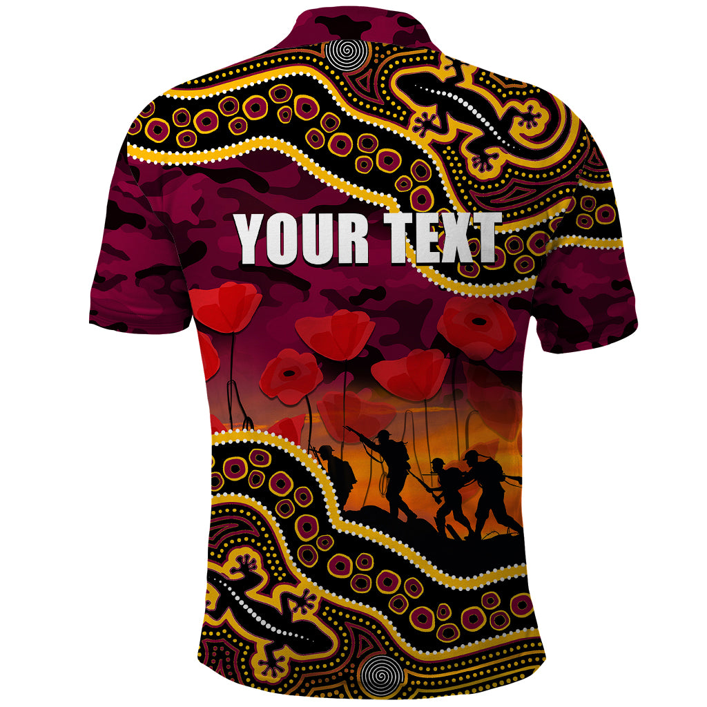 custom-personalised-anzac-day-nrl-broncos-polo-shirt-aborigianl-lizard-patterns