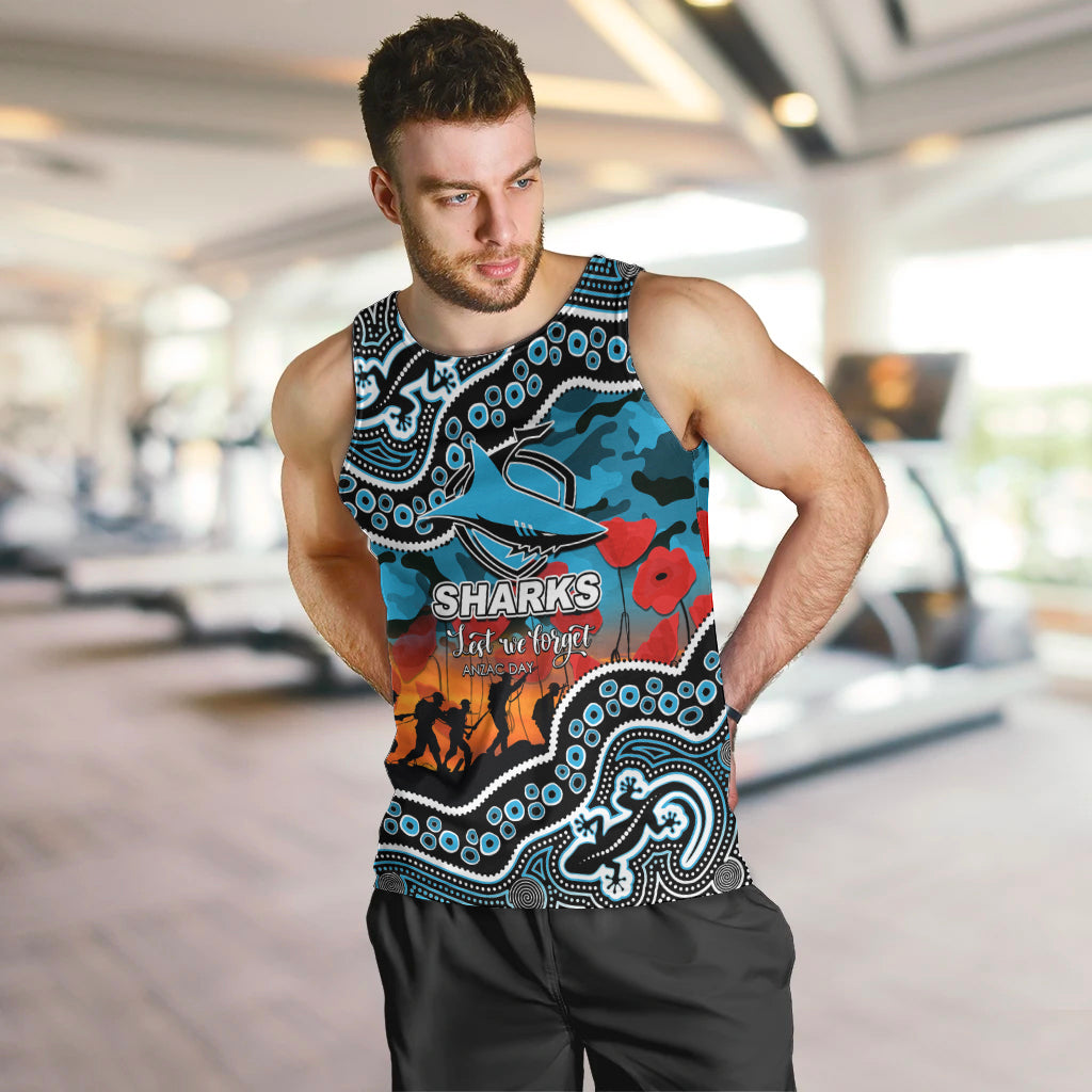 custom-personalised-anzac-day-nrl-sharks-men-tank-top-aborigianl-lizard-patterns