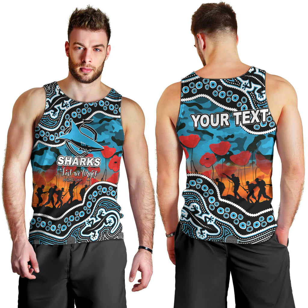 custom-personalised-anzac-day-nrl-sharks-men-tank-top-aborigianl-lizard-patterns