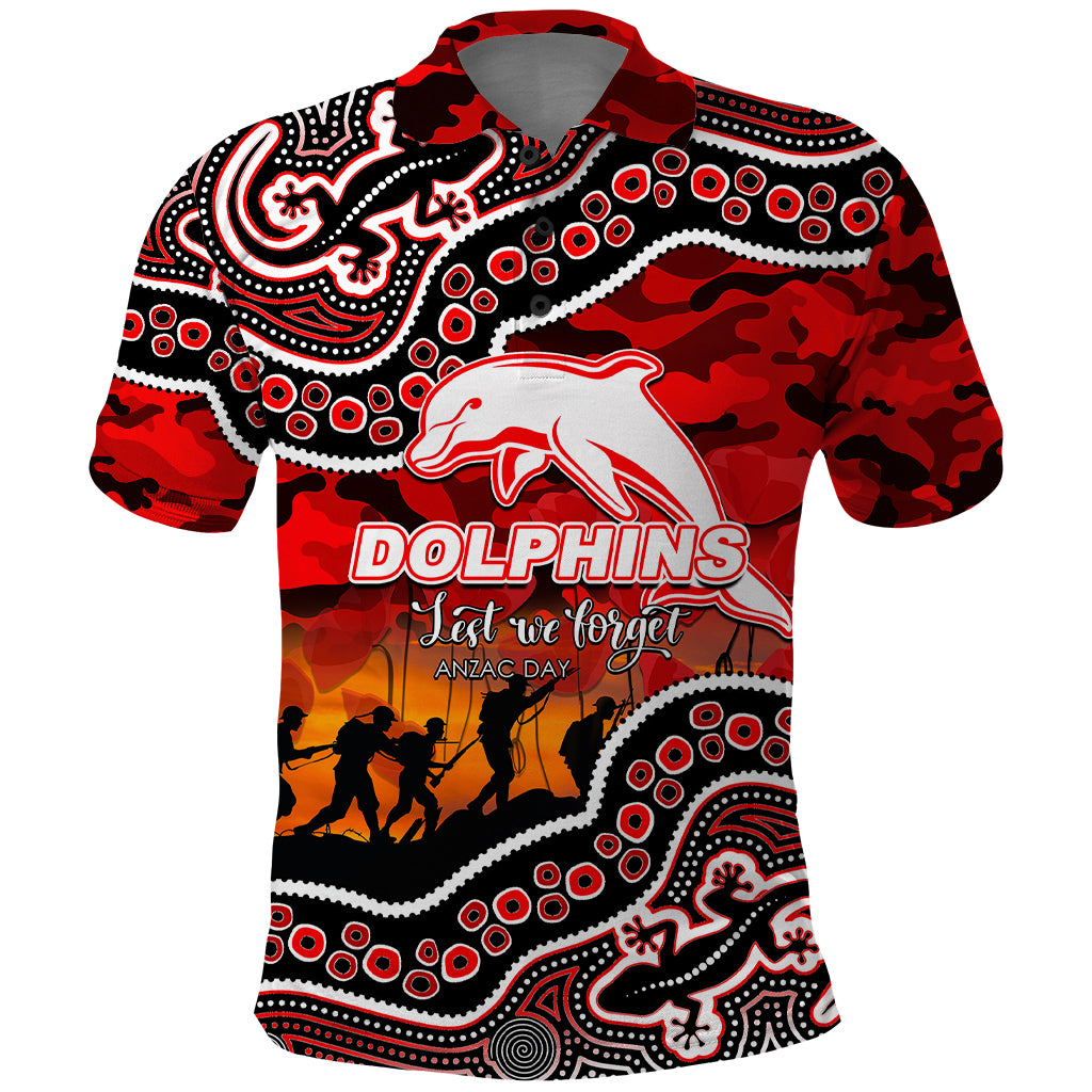 custom-personalised-anzac-day-nrl-dolphins-polo-shirt-aboriginal-lizard-patterns