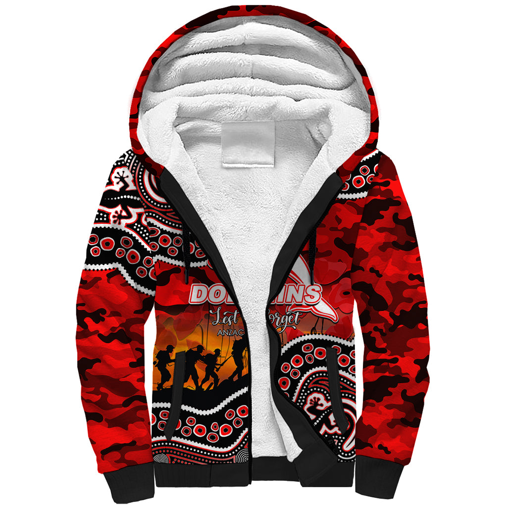 custom-personalised-anzac-day-nrl-dolphins-sherpa-hoodie-aboriginal-lizard-patterns