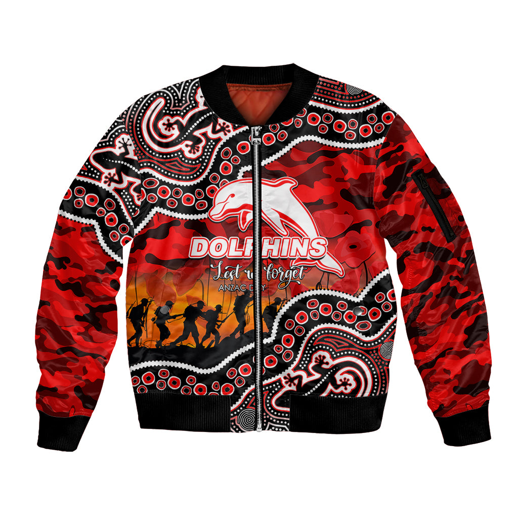 custom-personalised-anzac-day-nrl-dolphins-sleeve-zip-bomber-jacket-aboriginal-lizard-patterns