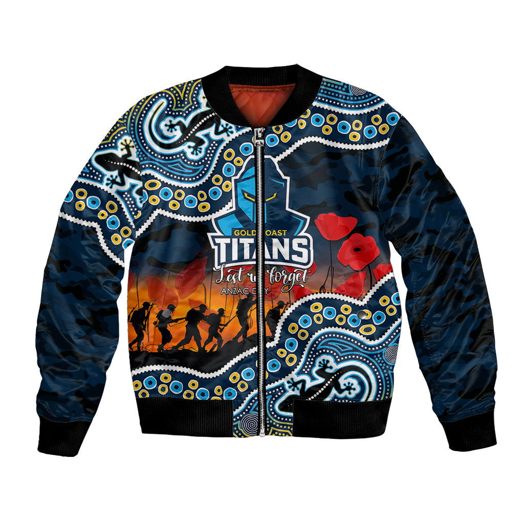 custom-personalised-anzac-day-nrl-titans-bomber-jacket-aboriginal-lizard-patterns