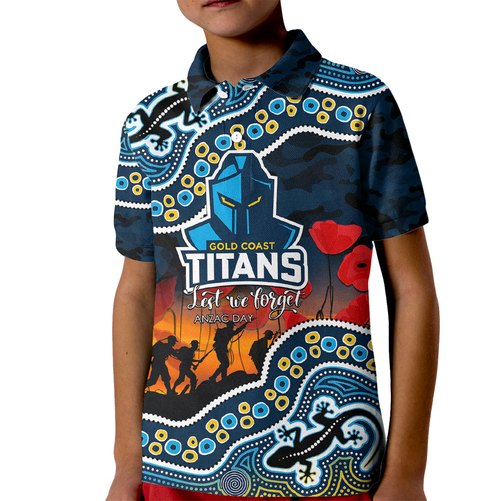 custom-personalised-anzac-day-nrl-titans-kid-polo-shirt-aboriginal-lizard-patterns