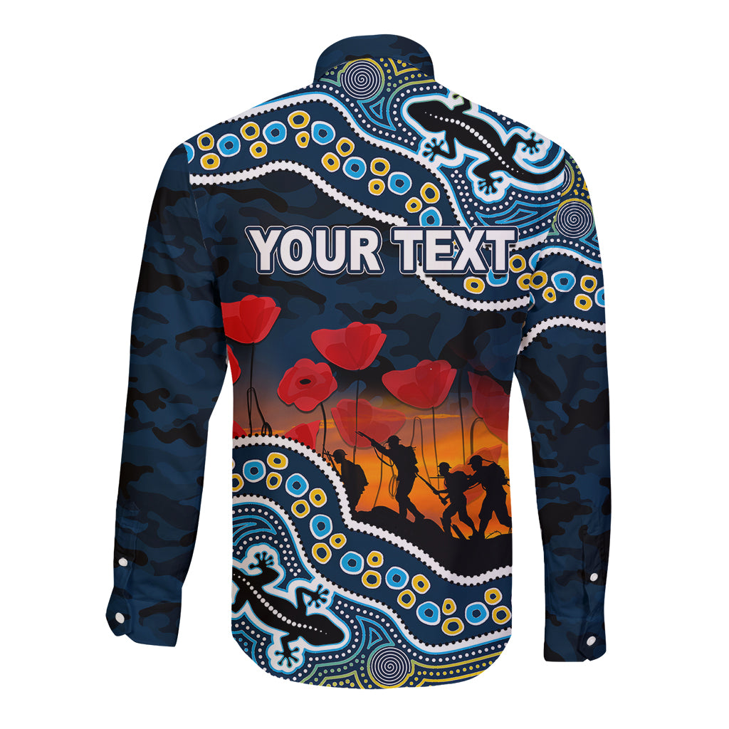 custom-personalised-anzac-day-nrl-titans-long-sleeve-button-shirt-aboriginal-lizard-patterns