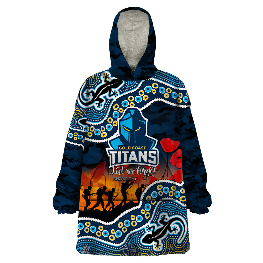 custom-personalised-anzac-day-nrl-titans-wearable-blanket-hoodie-aboriginal-lizard-patterns