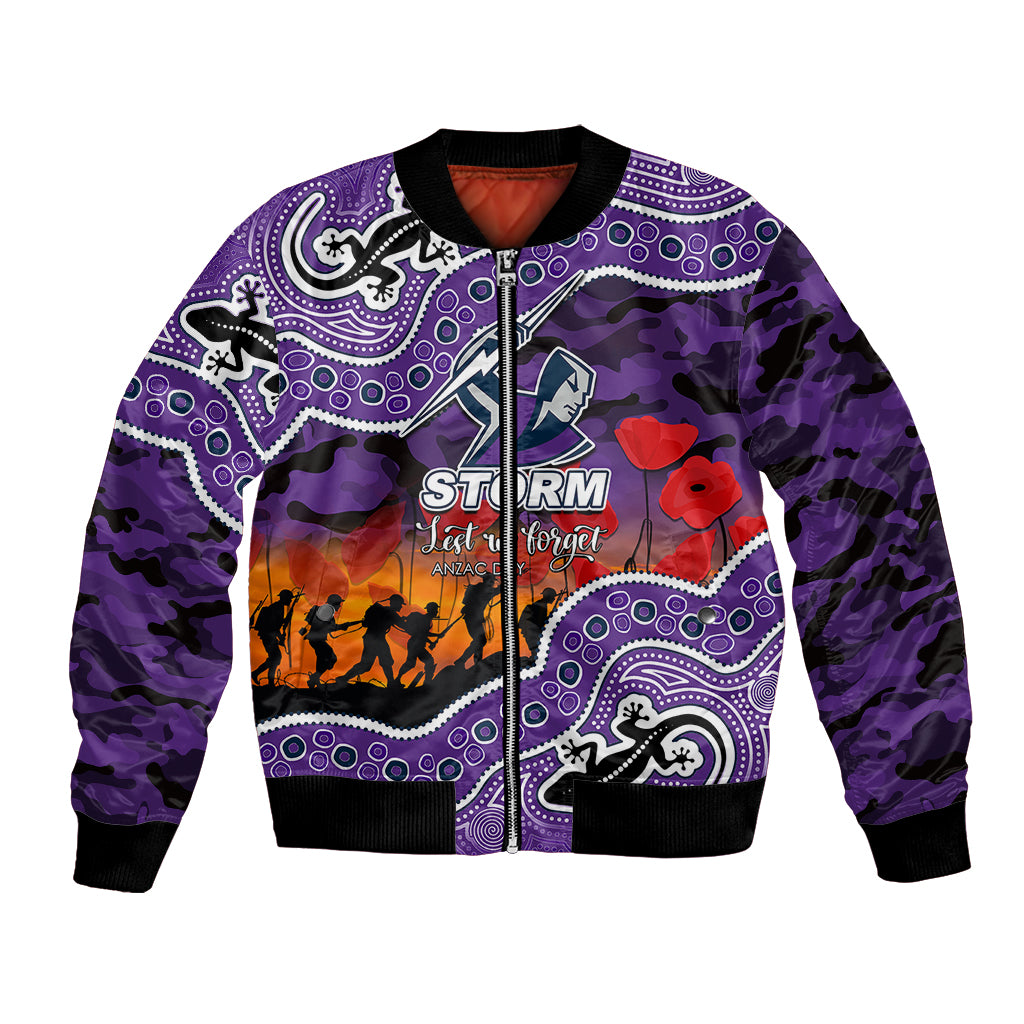 custom-personalised-anzac-day-nrl-storm-bomber-jacket-aboriginal-lizard-patterns