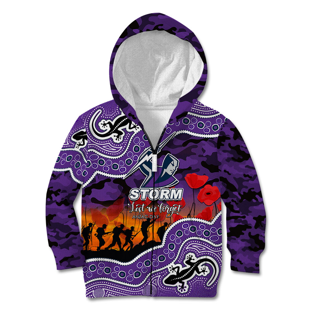 custom-personalised-anzac-day-nrl-storm-kid-hoodie-aboriginal-lizard-patterns