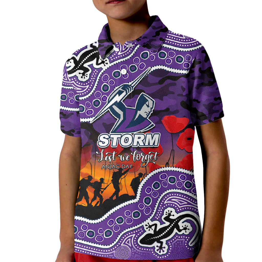 custom-personalised-anzac-day-nrl-storm-kid-polo-shirt-aboriginal-lizard-patterns