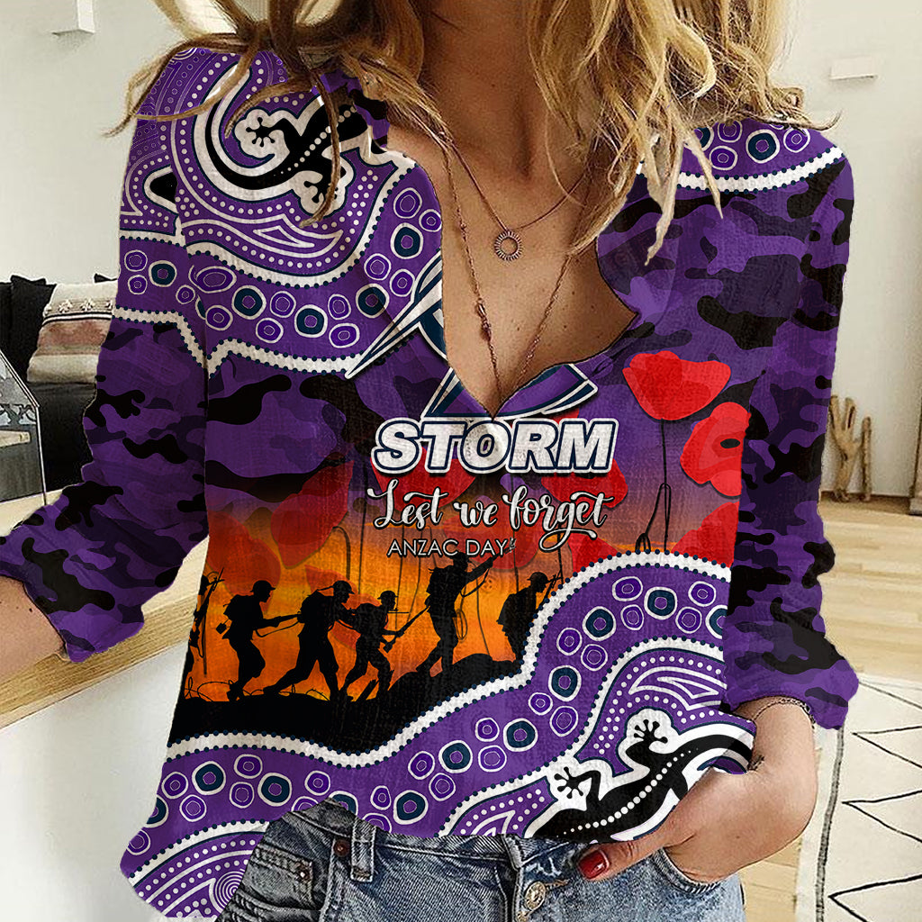 custom-personalised-anzac-day-nrl-storm-women-casual-shirt-aboriginal-lizard-patterns