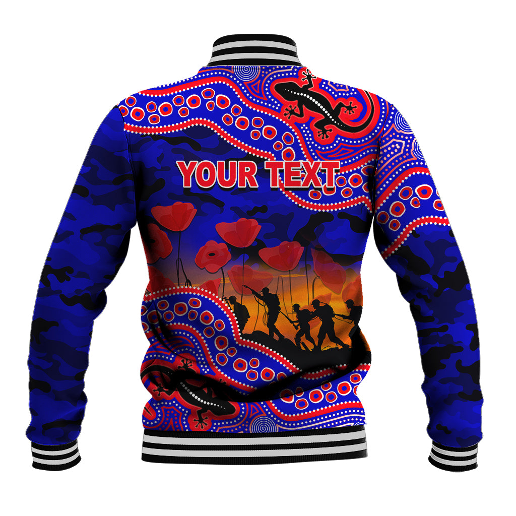 custom-personalised-anzac-day-nrl-knights-baseball-jacket-aboriginal-lizard-patterns