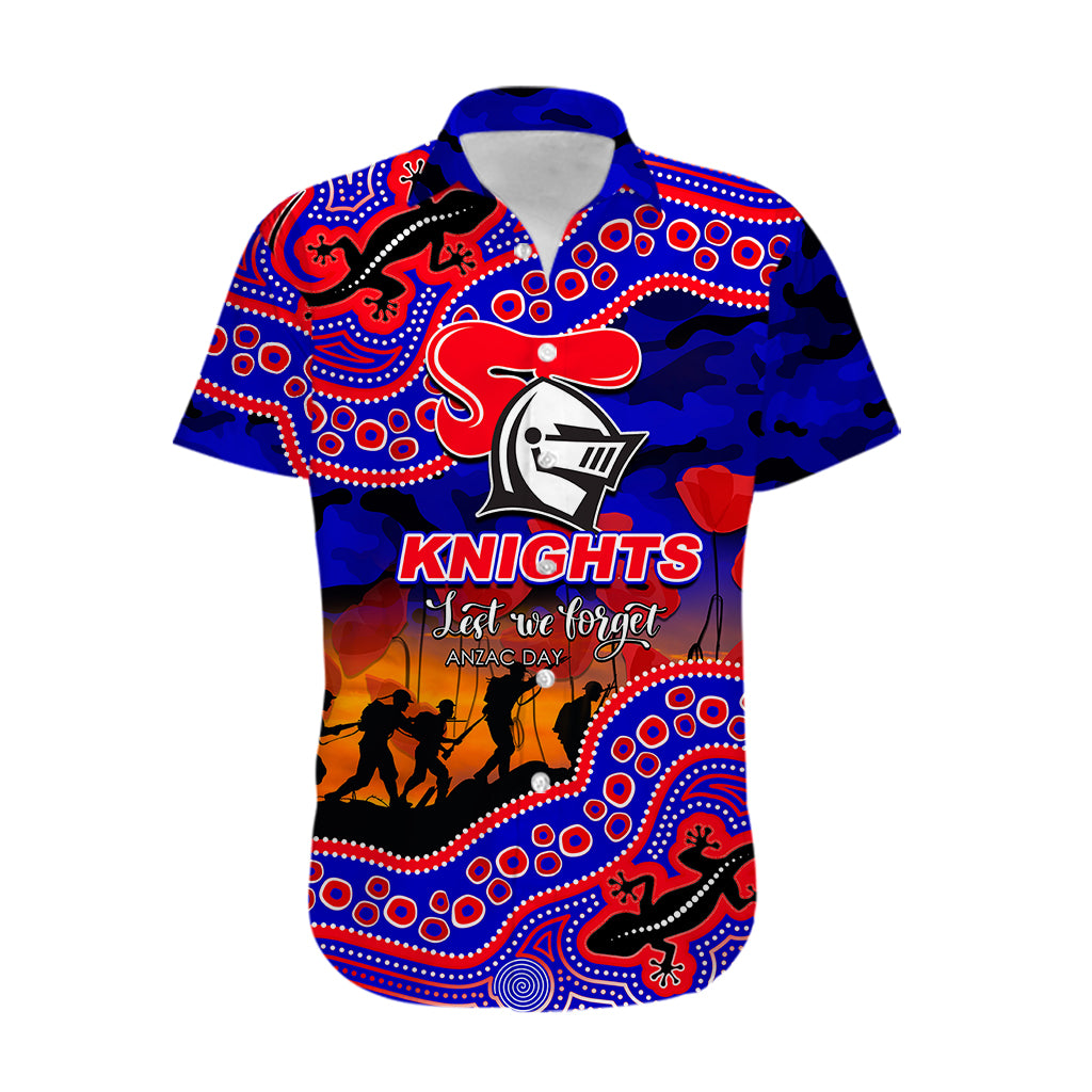 custom-personalised-anzac-day-nrl-knights-hawaiian-shirt-aboriginal-lizard-patterns