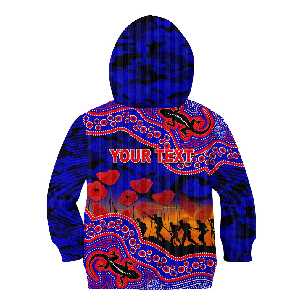 custom-personalised-anzac-day-nrl-knights-kid-hoodie-aboriginal-lizard-patterns