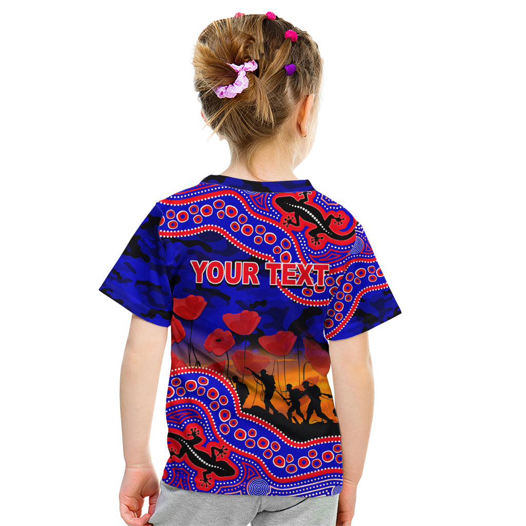 custom-personalised-anzac-day-nrl-knights-kid-t-shirt-aboriginal-lizard-patterns