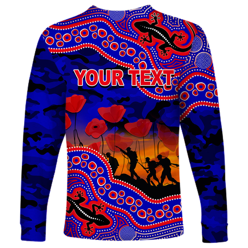 custom-personalised-anzac-day-nrl-knights-long-sleeve-shirt-aboriginal-lizard-patterns