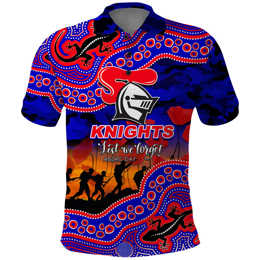 custom-personalised-anzac-day-nrl-knights-polo-shirt-aboriginal-lizard-patterns