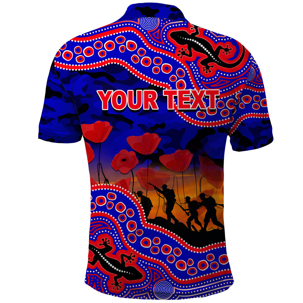 custom-personalised-anzac-day-nrl-knights-polo-shirt-aboriginal-lizard-patterns