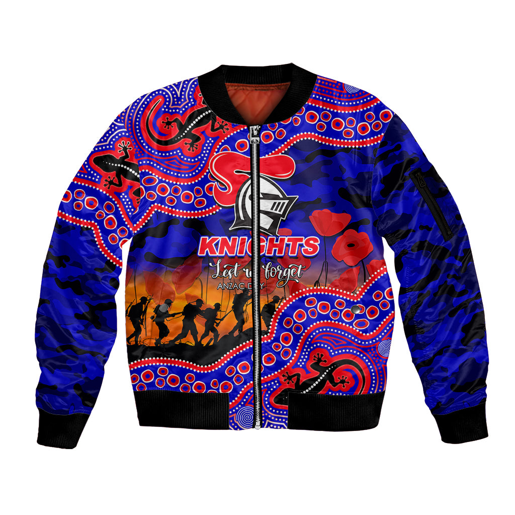 custom-personalised-anzac-day-nrl-knights-sleeve-zip-bomber-jacket-aboriginal-lizard-patterns