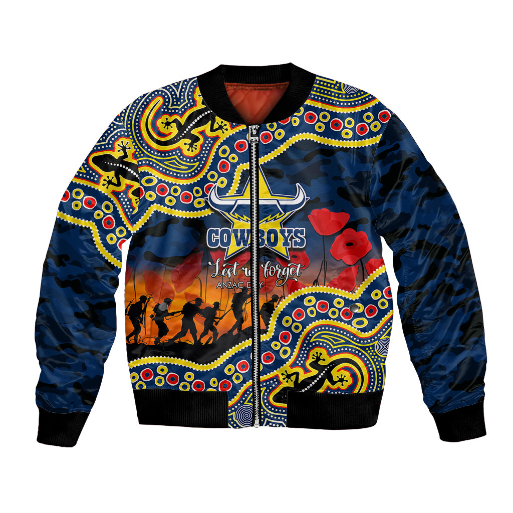 custom-personalised-anzac-day-nrl-cowboys-bomber-jacket-aboriginal-lizard-patterns