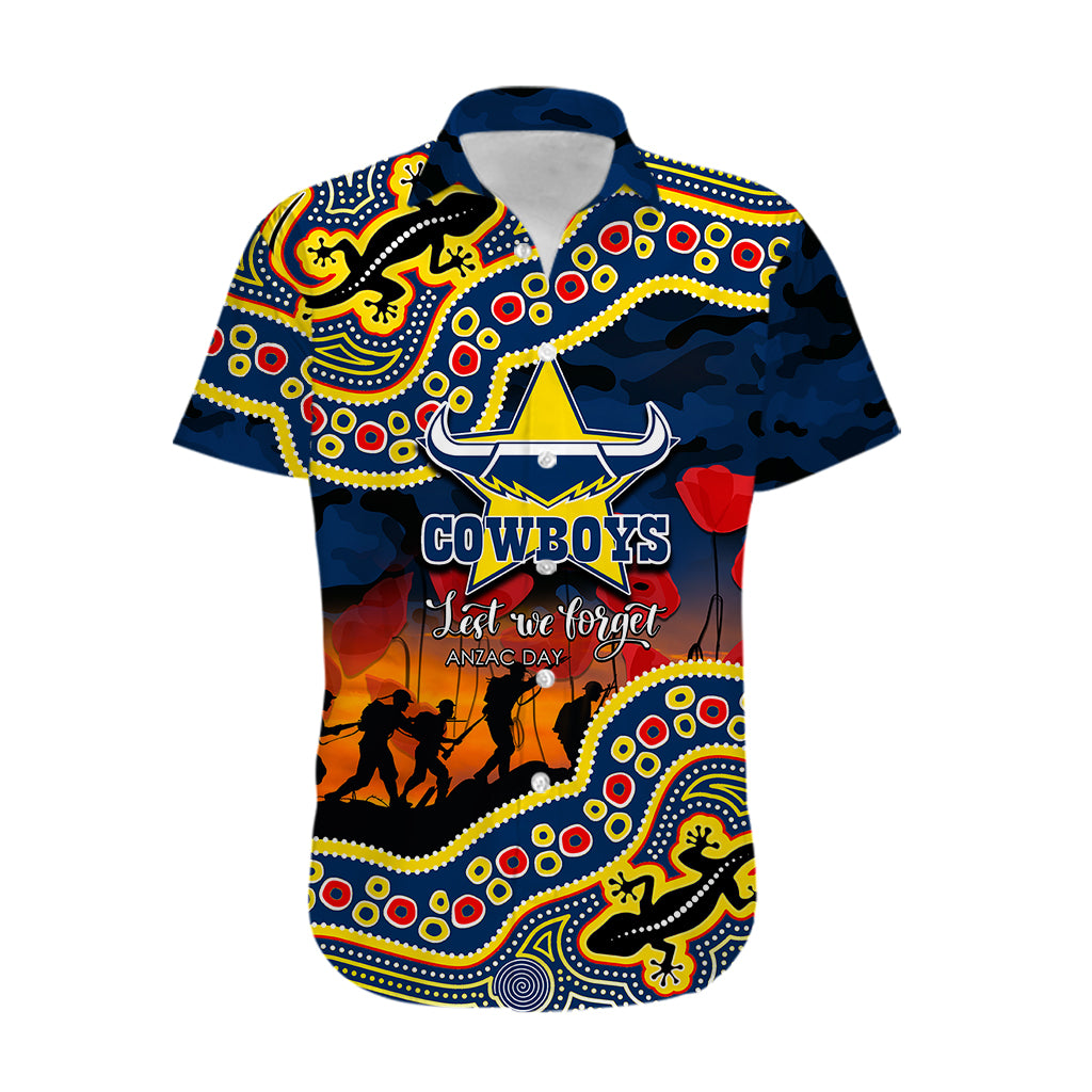 custom-personalised-anzac-day-nrl-cowboys-hawaiian-shirt-aboriginal-lizard-patterns