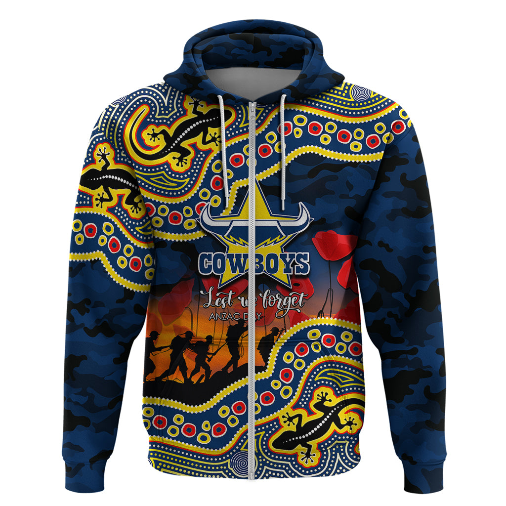 custom-personalised-anzac-day-nrl-cowboys-hoodie-aboriginal-lizard-patterns