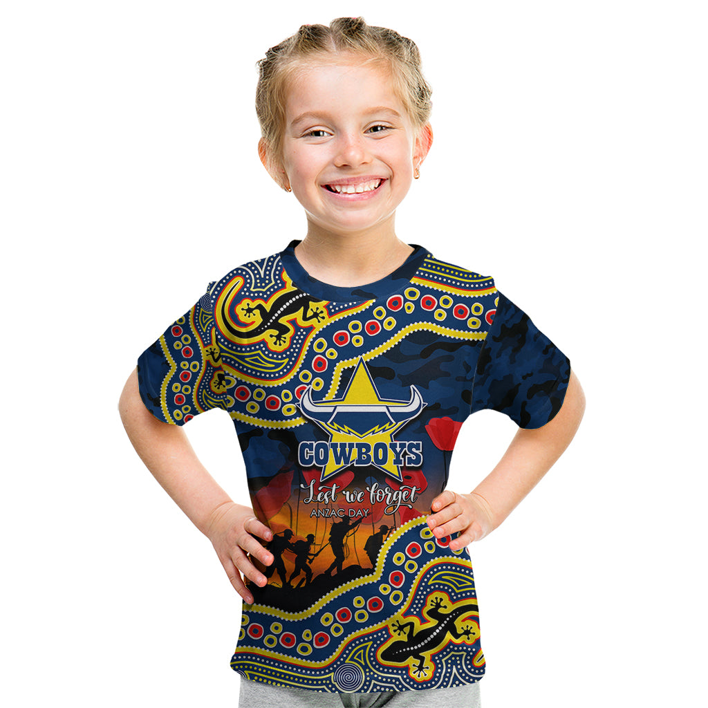 custom-personalised-anzac-day-nrl-cowboys-kid-t-shirt-aboriginal-lizard-patterns