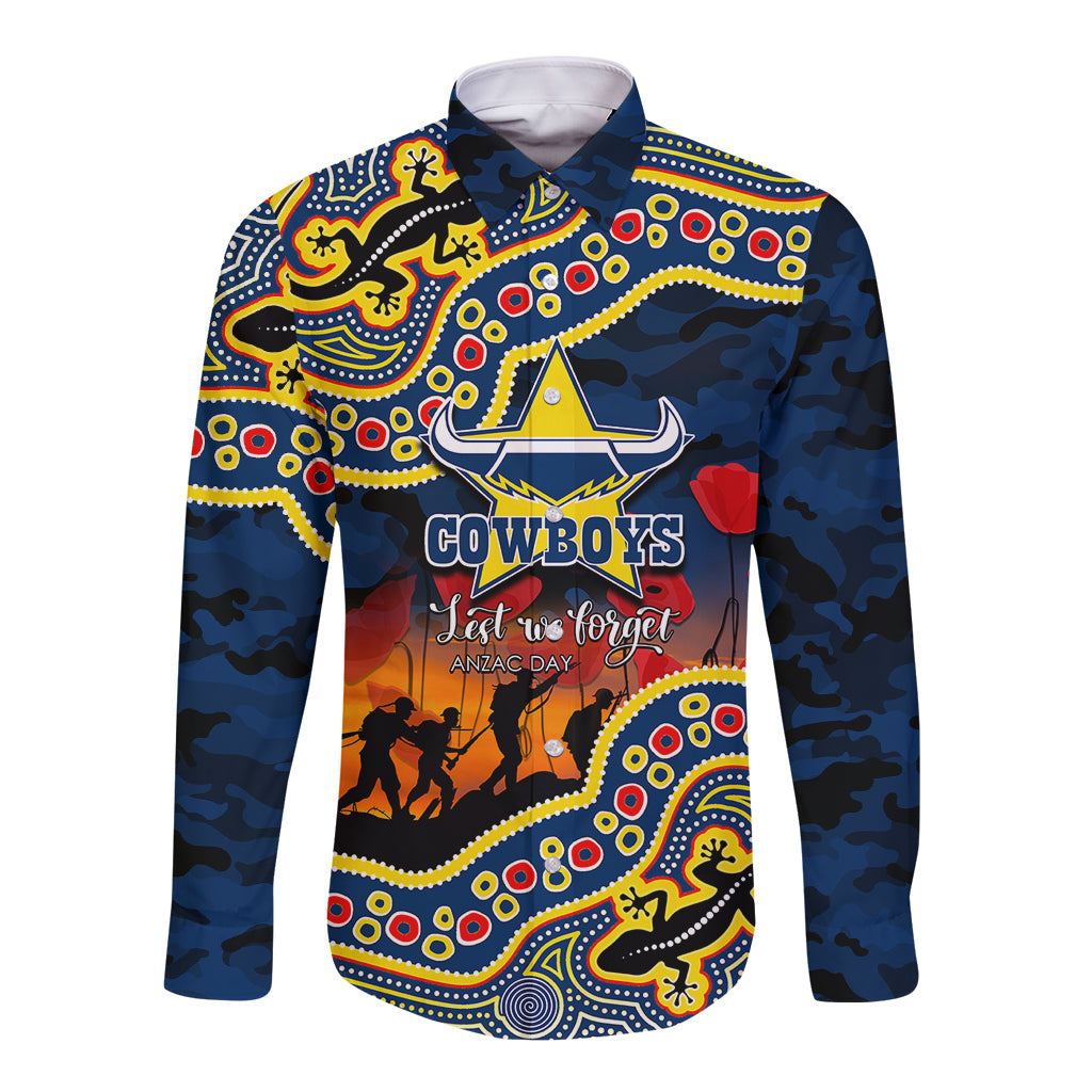 custom-personalised-anzac-day-nrl-cowboys-long-sleeve-button-shirt-aboriginal-lizard-patterns