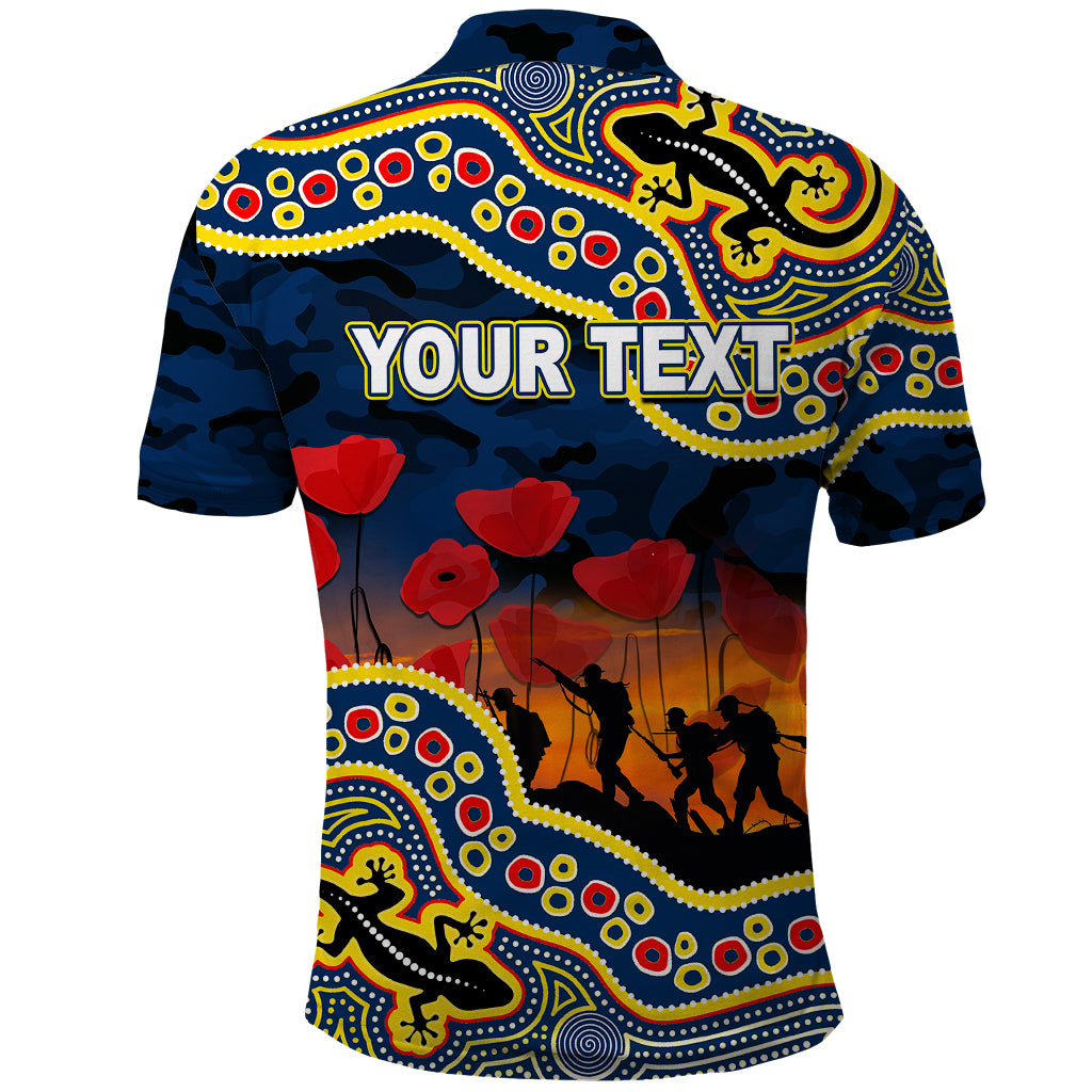 custom-personalised-anzac-day-nrl-cowboys-polo-shirt-aboriginal-lizard-patterns