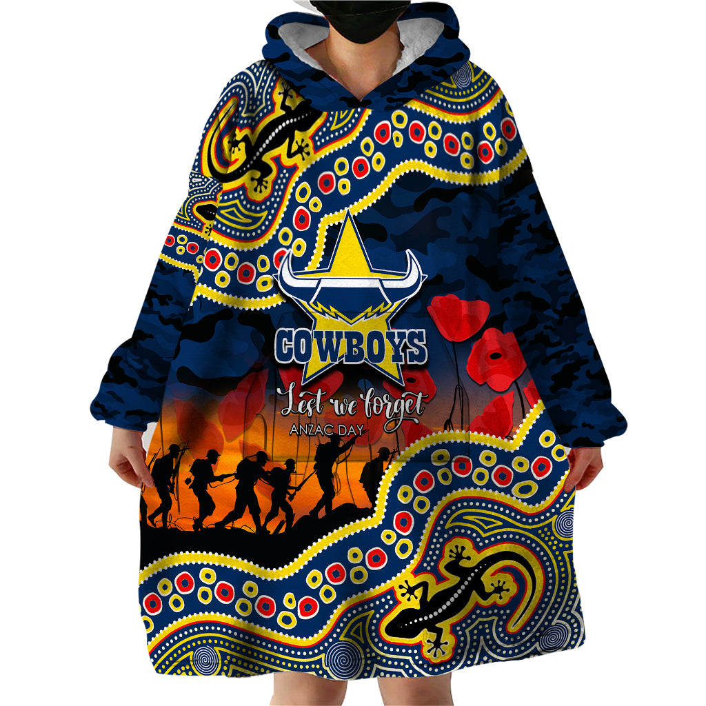 custom-personalised-anzac-day-nrl-cowboys-wearable-blanket-hoodie-aboriginal-lizard-patterns