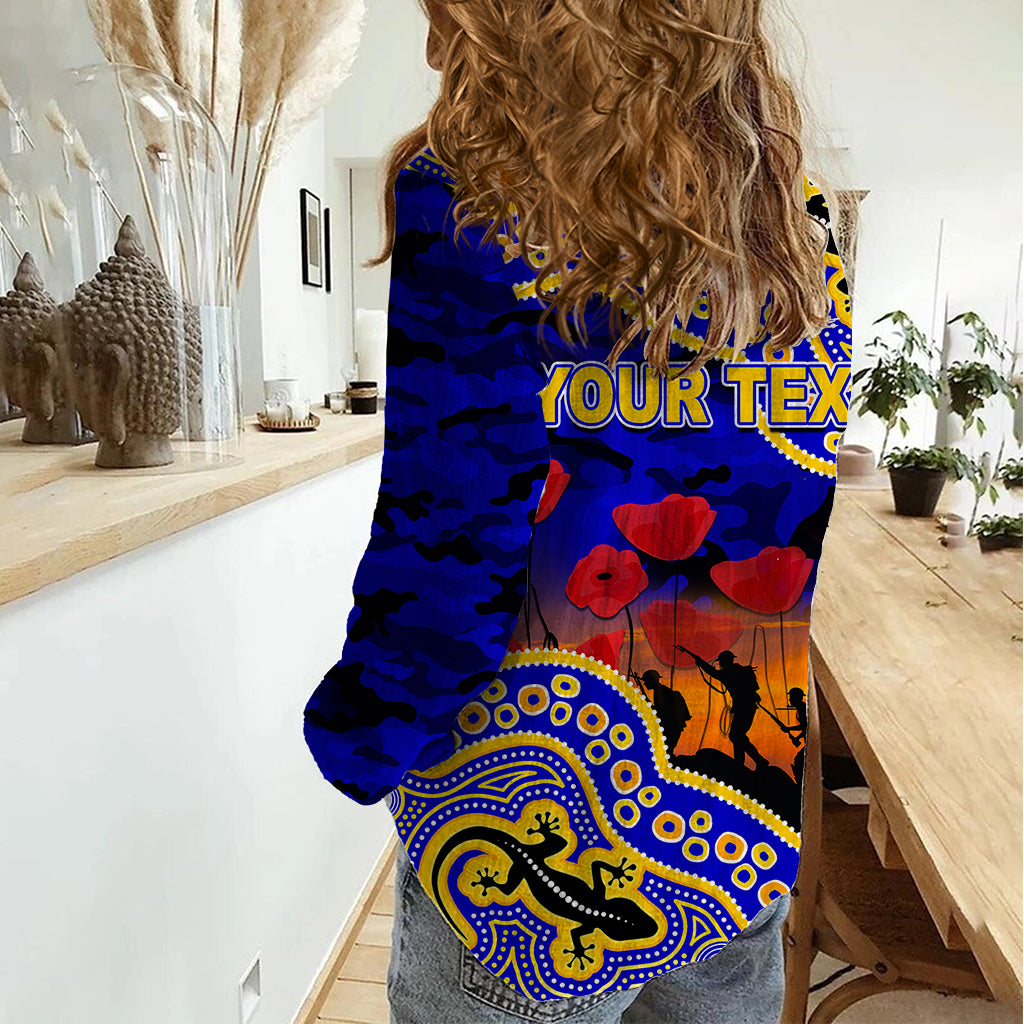 custom-personalised-anzac-day-nrl-eels-women-casual-shirt-aboriginal-lizard-patterns